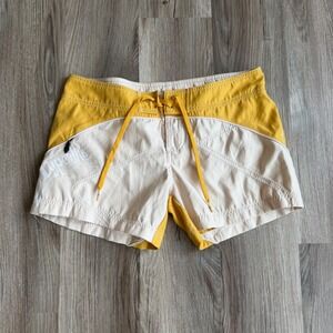 Y2K Hyperlite Wakeboard Board Shorts Womens 7 Yellow Cream Colorblock Swim Surf